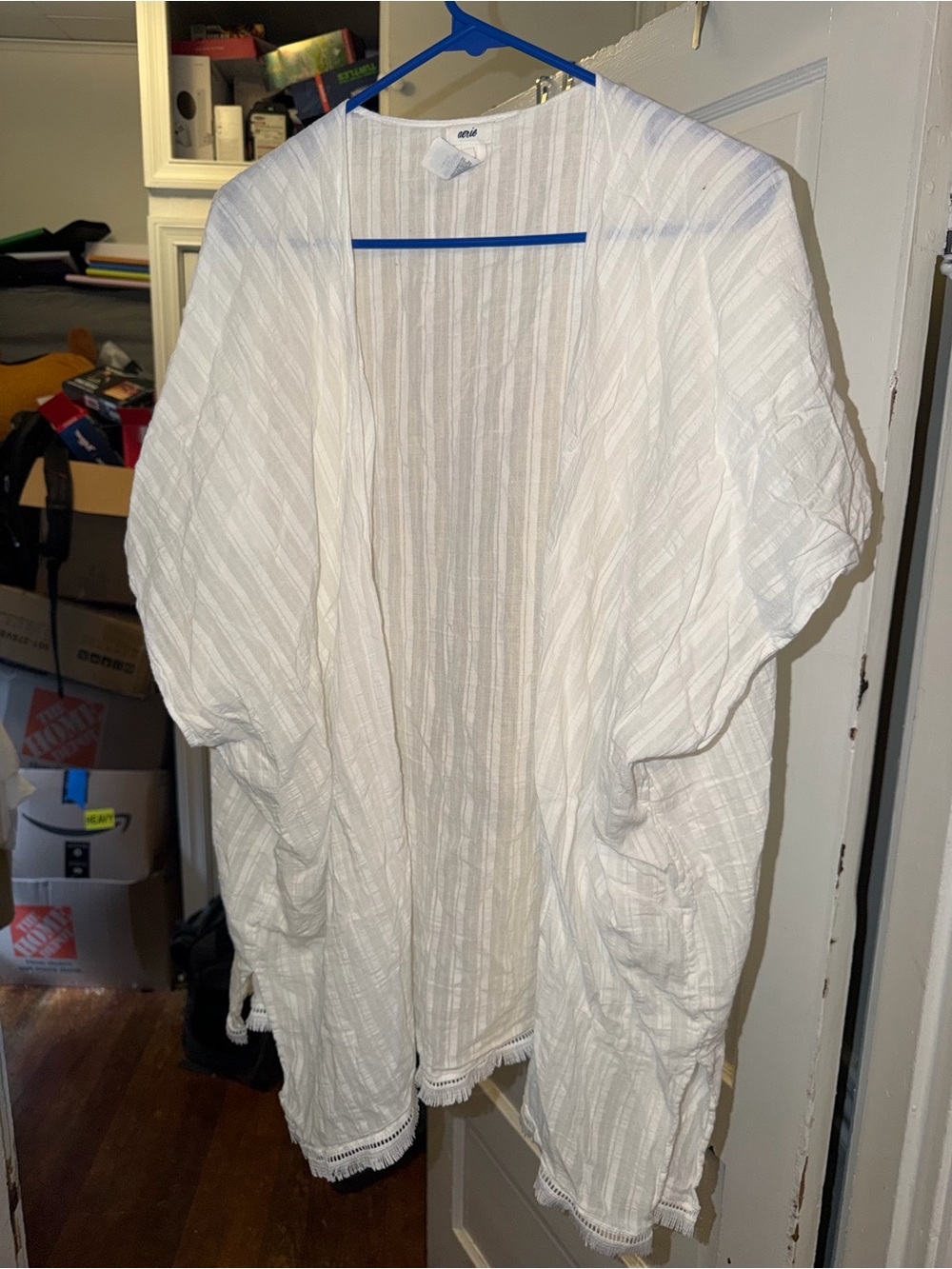 Aerie Striped Fringe Flowy Beach Cover Up